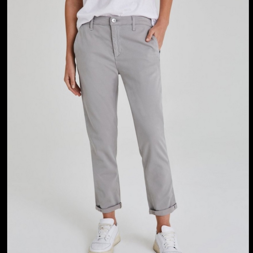 AG Caden tailored trouser muted light olive color